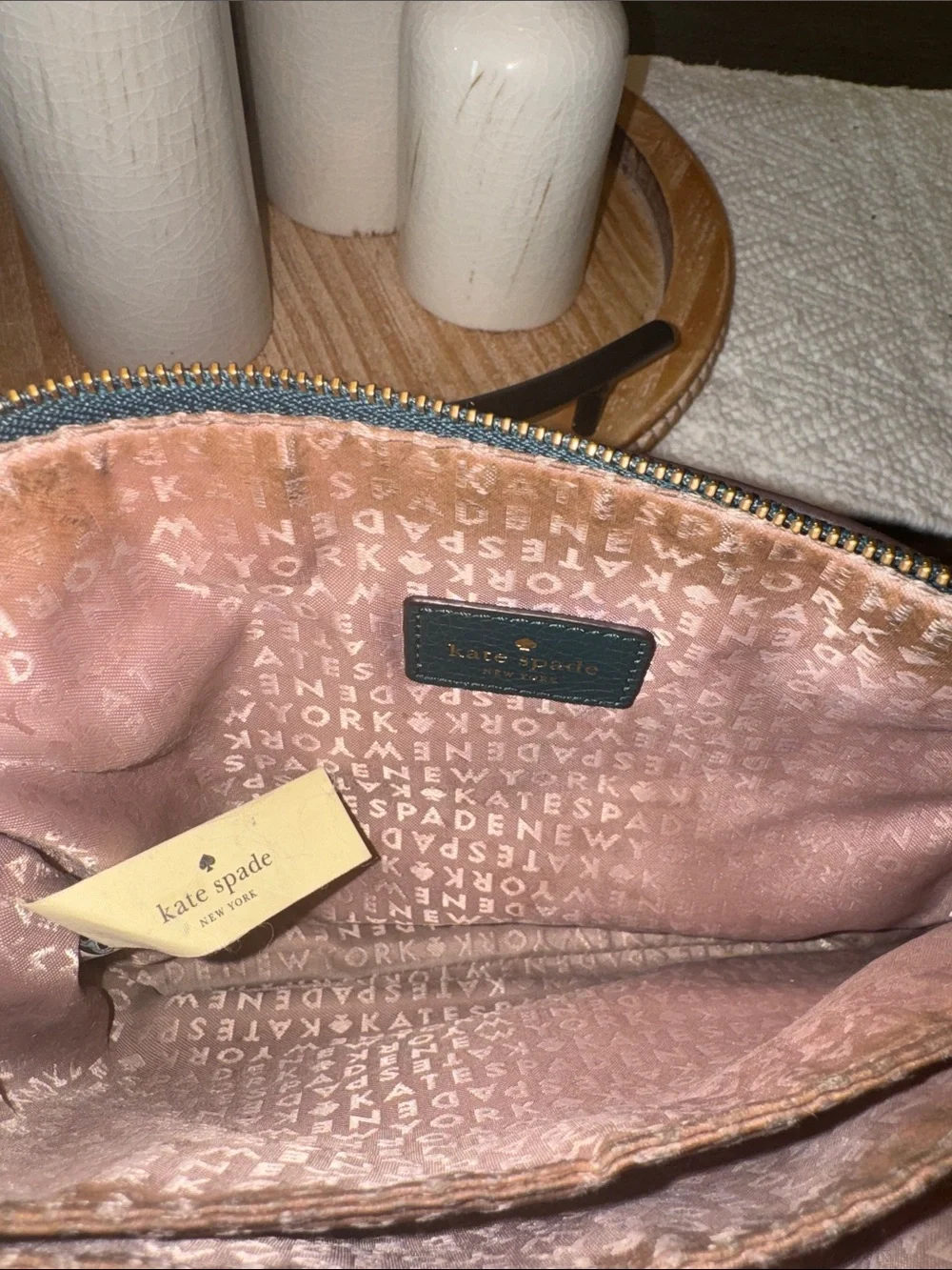 kate spade Teal Pebbled Leather Double-Zip Crossbody with Gold Hardware